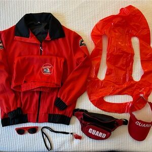 Red Lifeguard Jacket & Accessories Set